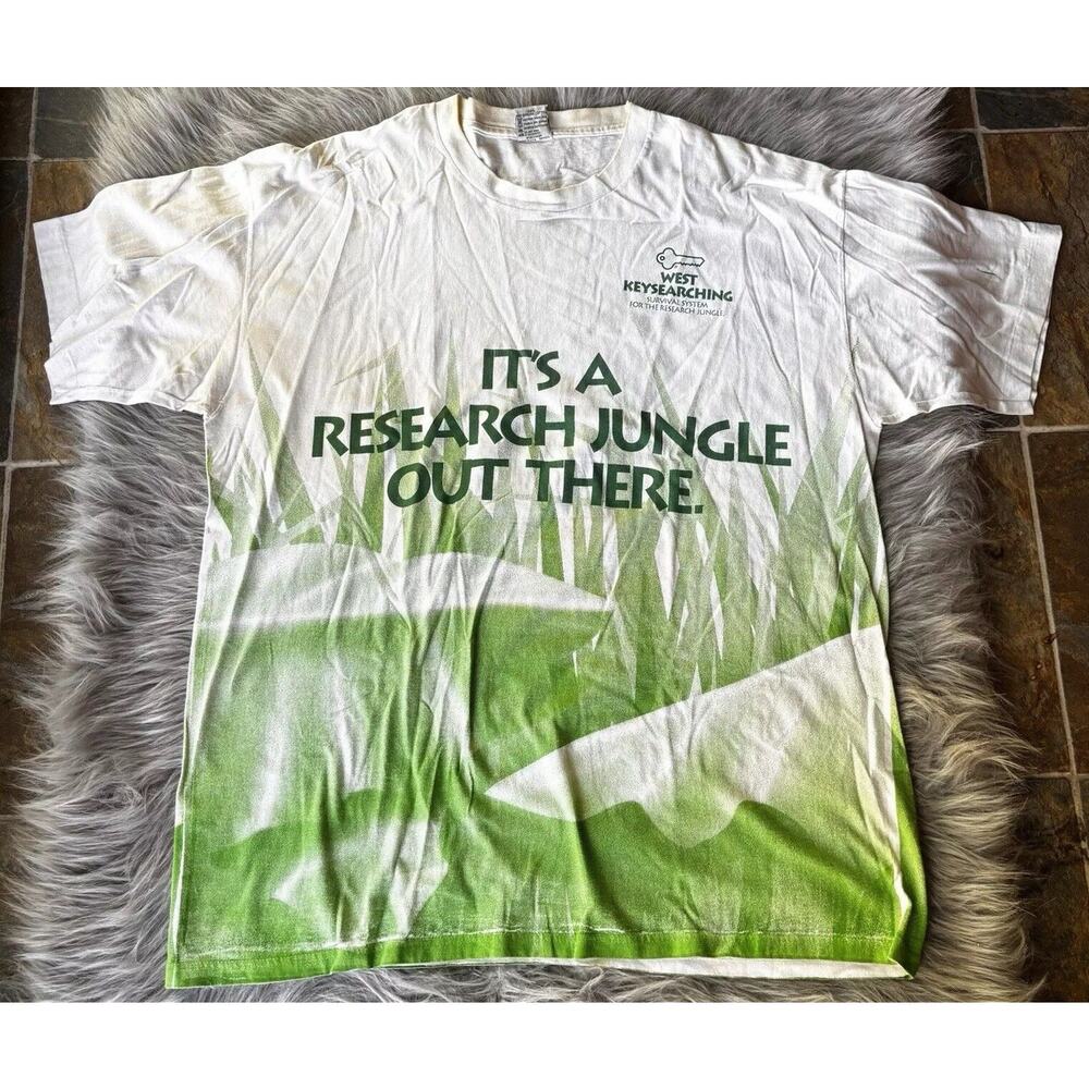 Vintage 90s Cal Cru Shirt Sz XL Adult Graphic Single Stitch Green Keysearching